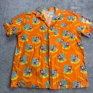 Vintage Mickey & Co Men's XL Button Up Hawaiian Shirt J.G. Hook Orange